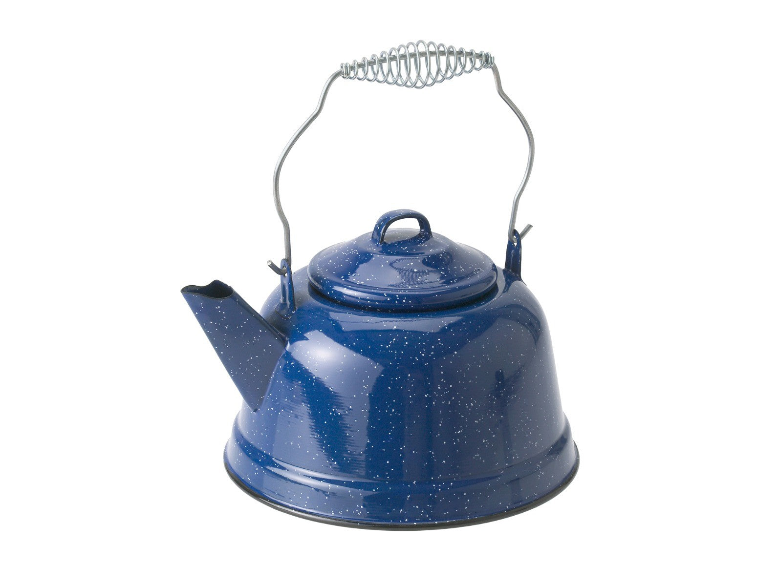 GSI Outdoors Blue Enamelware 10 Cup Tea Kettle with metal handle