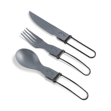 Tekk Trio Folding Cutlery Set - Grey