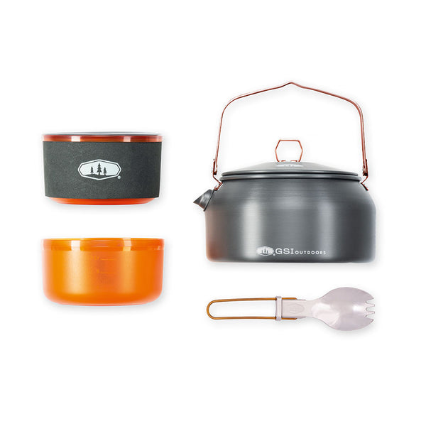 gsi outdoors halulite 1.8 qt tea kettle 1.8 liter 1160700001 Halulite Ketalist Nesting Pot Set with Bowls