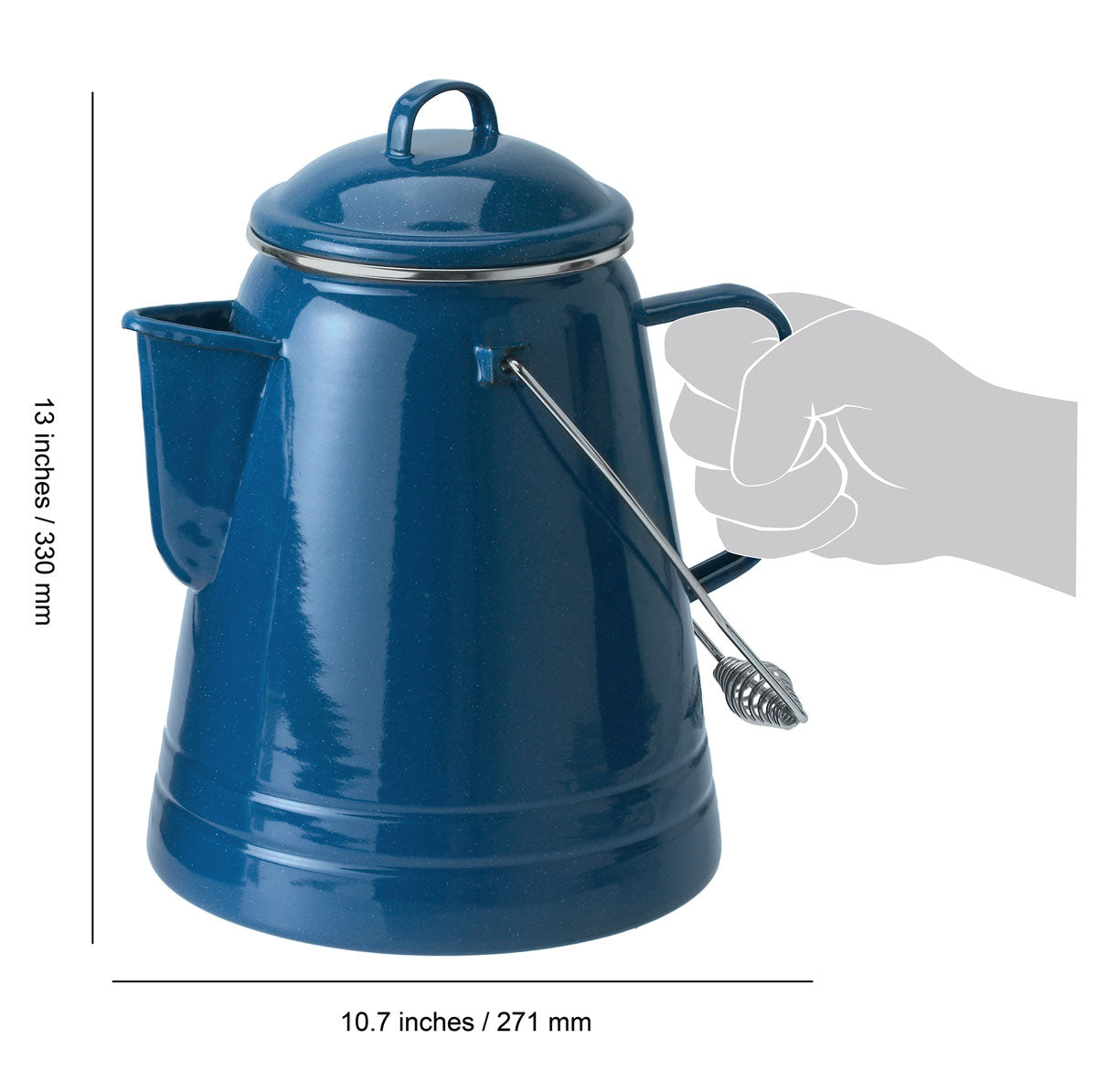 Granite Ware 3 qt Coffee Boiler. Enameled Steel 12 Cups Capacity. Perfect for Camping, Heat Coffee, Tea and Water Directly on Stove or Fire.