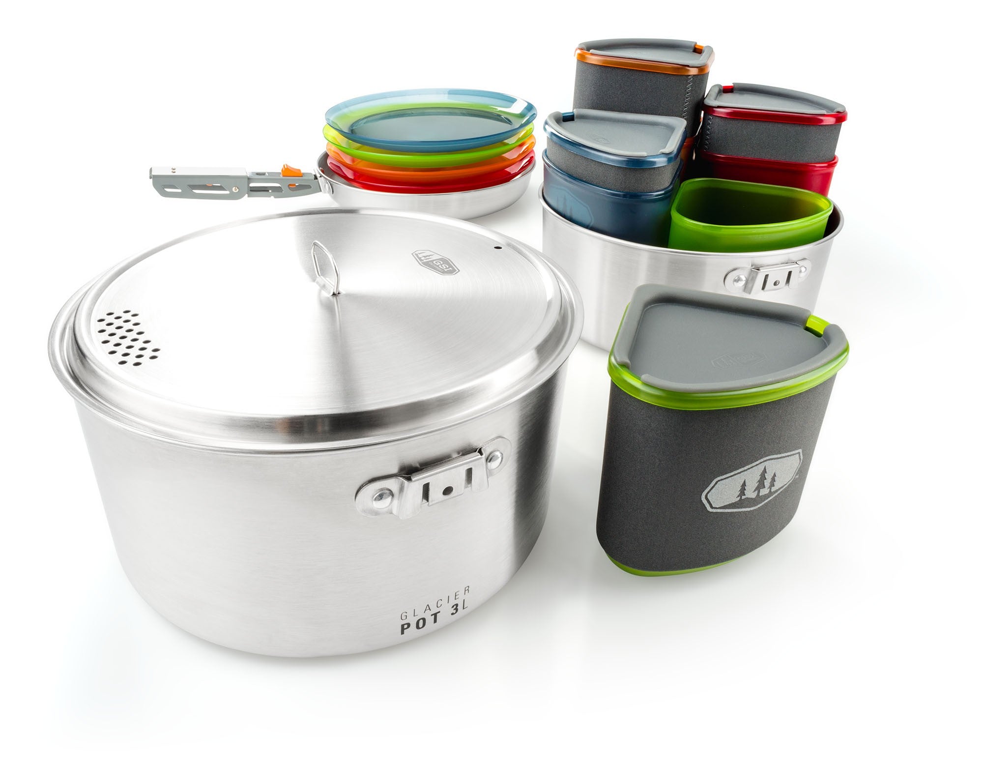 Backpacking Cookset GSI Outdoors Glacier Stainless 4 Person Cookware Set - Packable Camping Kitchen Kit 4 Person Camping Gear