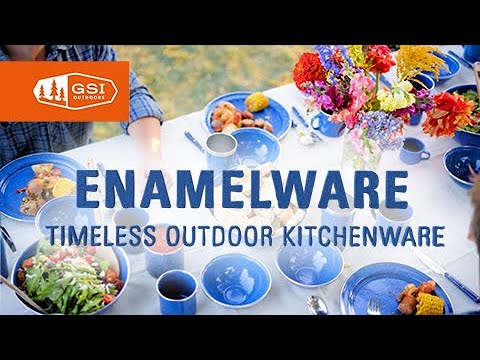 Blue Sierra Enamelware Outdoor Dining Set for 4 | GSI Outdoors